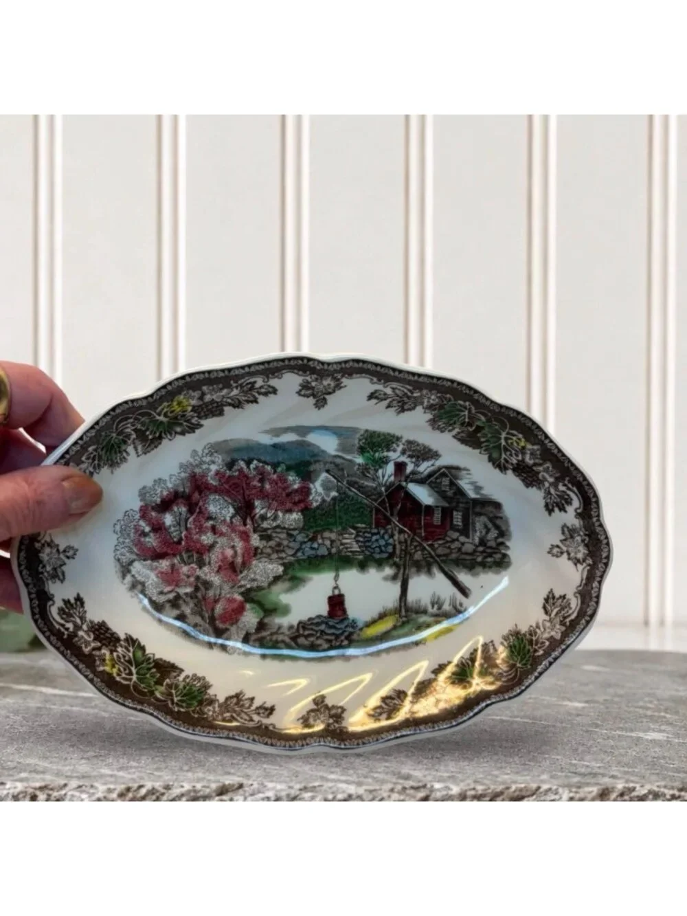 Johnson Bros The Friendly Village Gravy Boat W/ Underplate Made In England Vinta